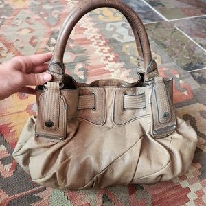 Juicy Couture Y2K Vintage Boho Leather Handbag Purse Gray